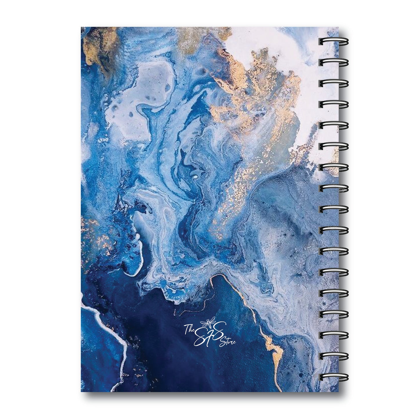 Spiral Notebook, A5 5.7 x 8.2 size, 200 pages College Ruled Notebook, Ruled Writing Journal (Blue Marbel )