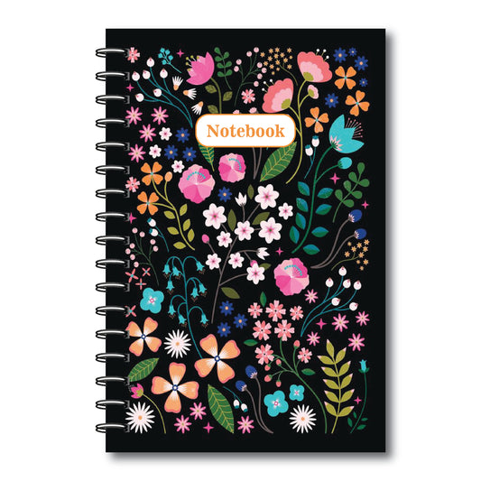 the sfs store | Spiral Notebook, A5 5.7 x 8.2 size, 200 pages College Ruled Notebook, Ruled Writing Journal (Midnight Bloom)