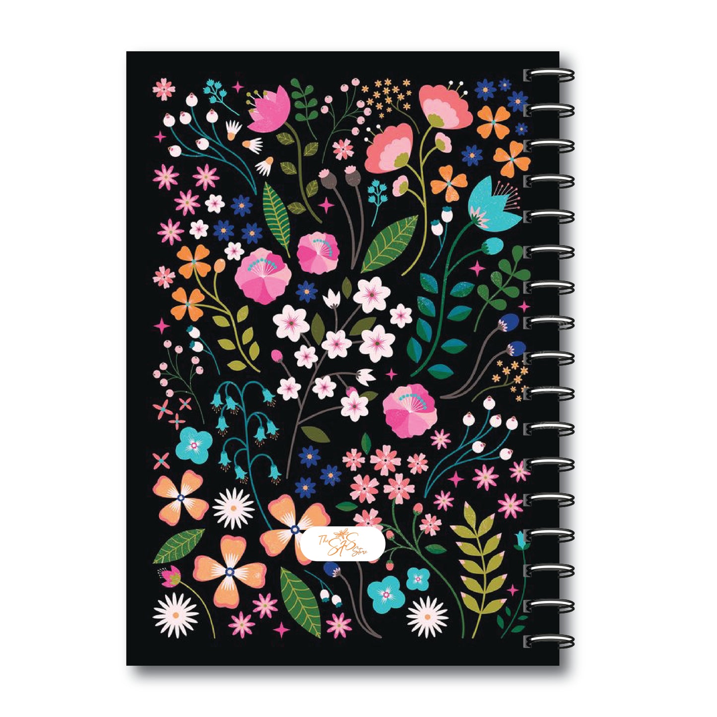 the sfs store | Spiral Notebook, A5 5.7 x 8.2 size, 200 pages College Ruled Notebook, Ruled Writing Journal (Midnight Bloom)