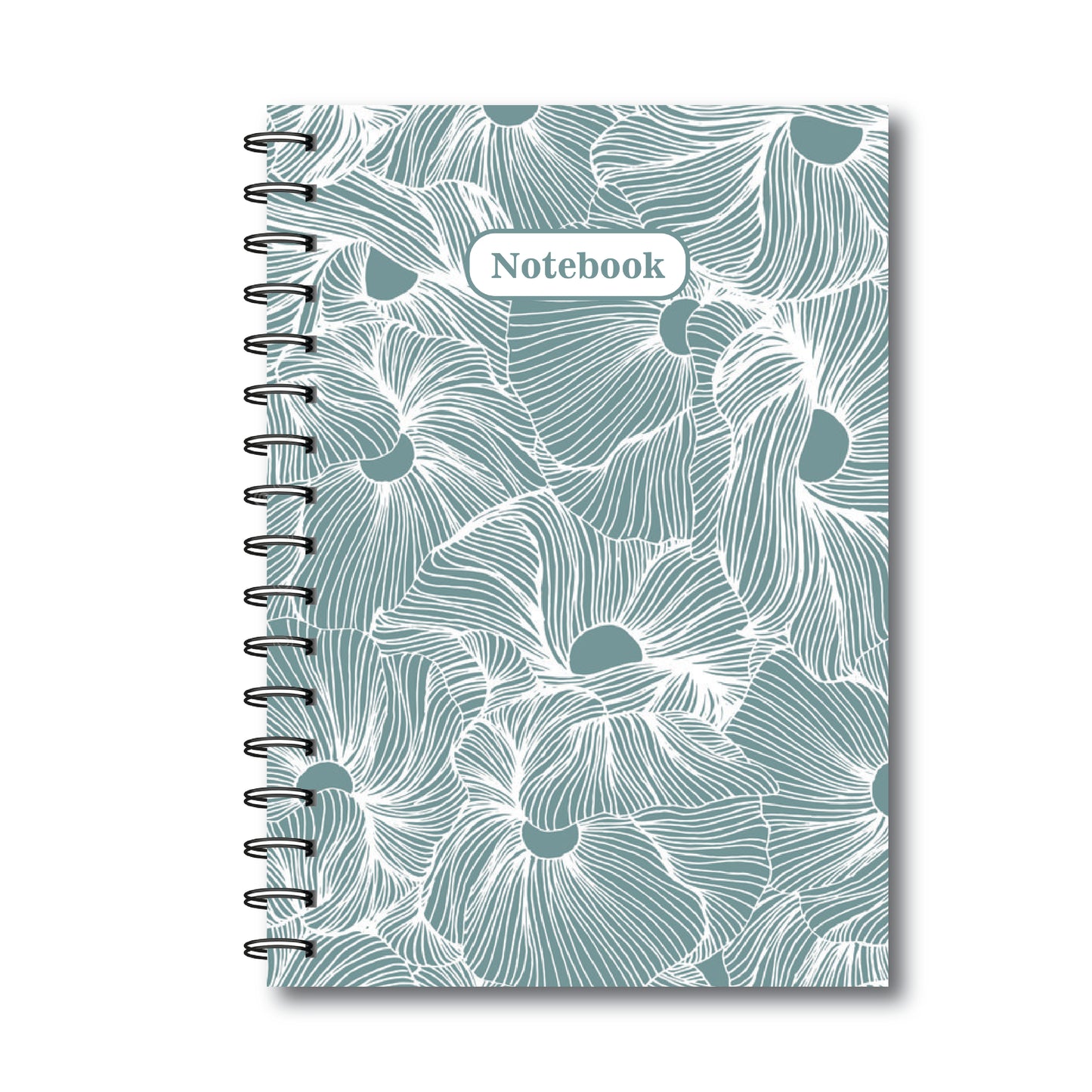 Spiral Notebook, A5 5.7 x 8.2 size, 200 pages College Ruled Notebook, Writing Journal (green floral)