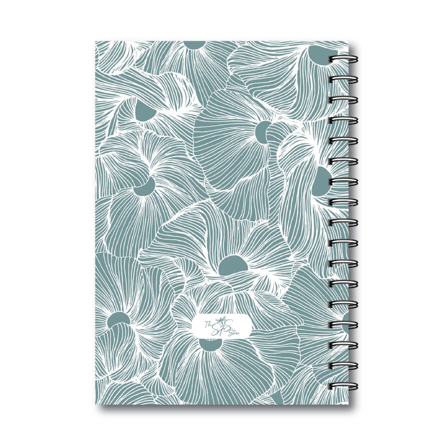 Spiral Notebook, A5 5.7 x 8.2 size, 200 pages College Ruled Notebook, Writing Journal (green floral)