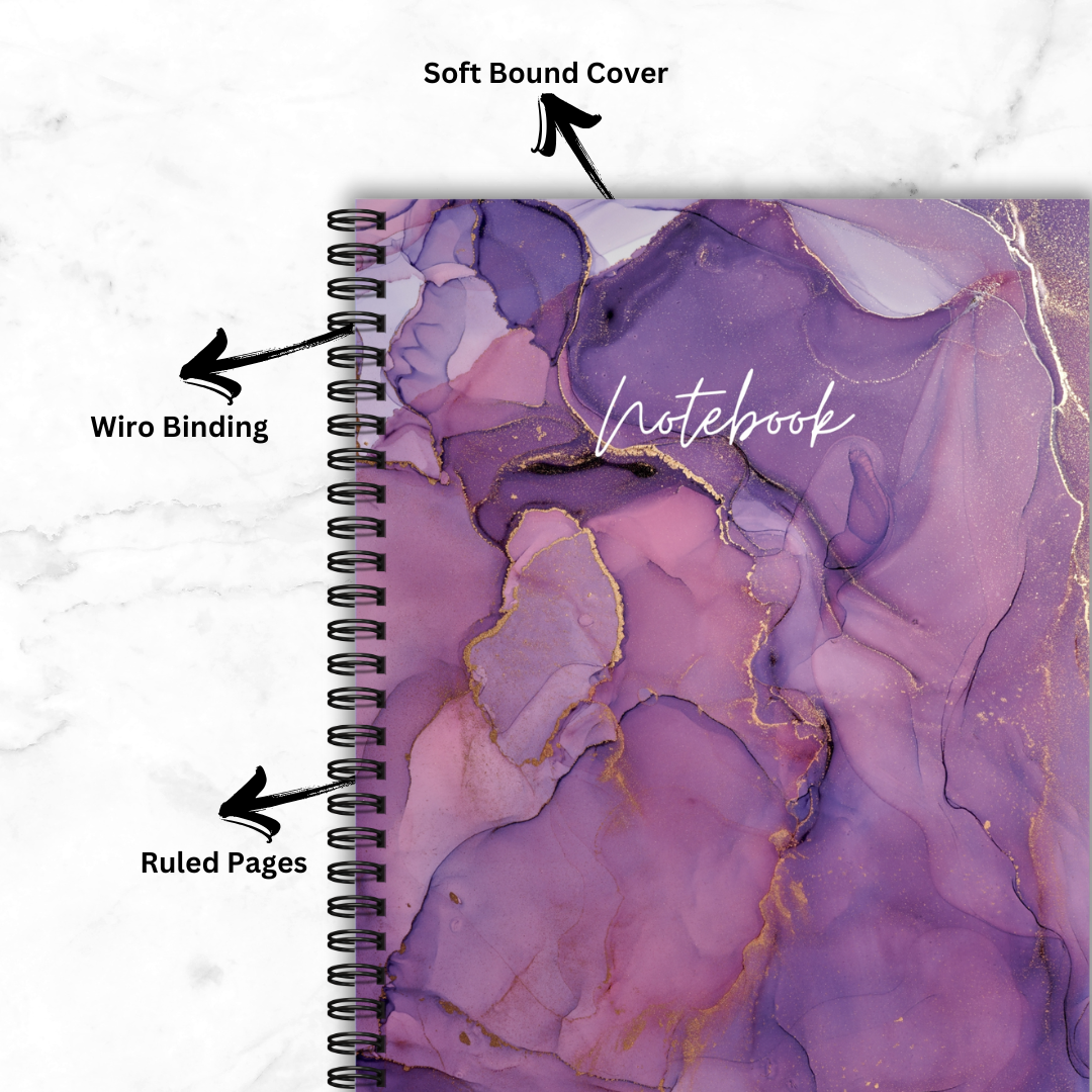 A5 Spiral Notebook Purple marble