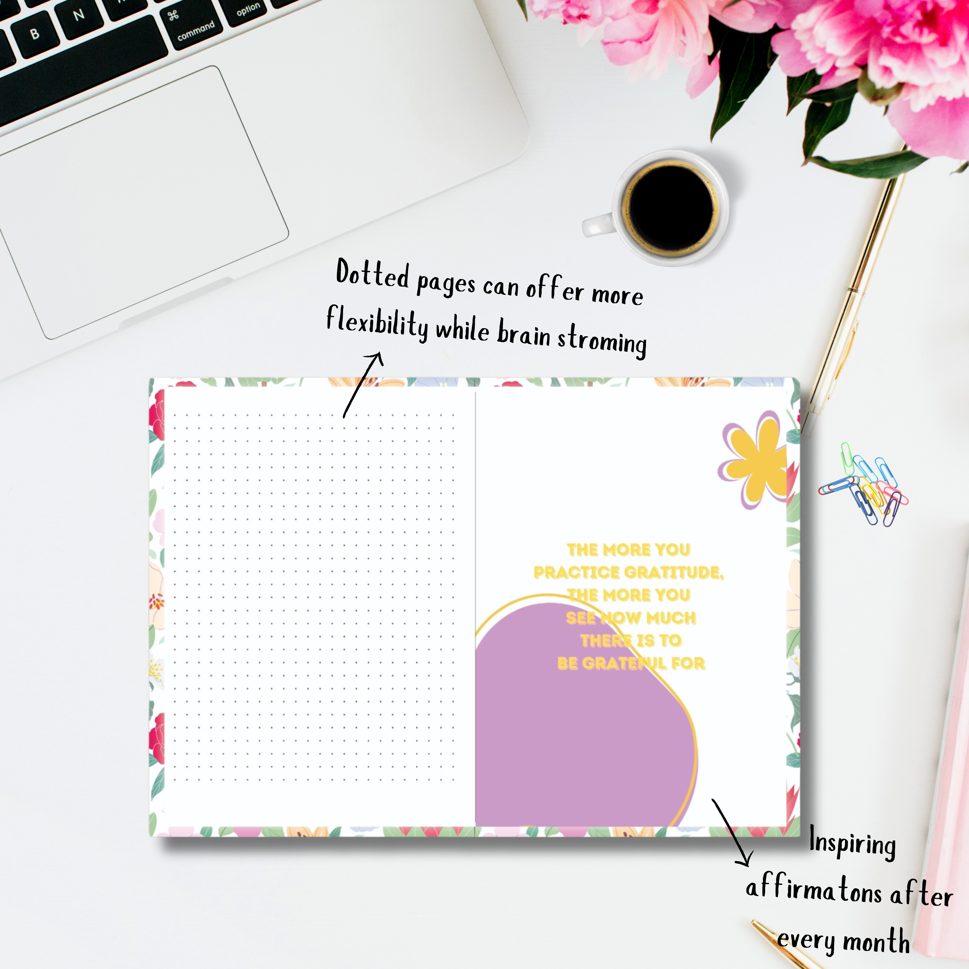 Floral Self-love Gratitude journal , Multiple freebies The SFS store