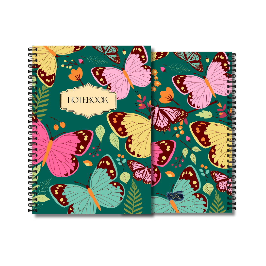 A5 Spiral Notebook Butterfly garden