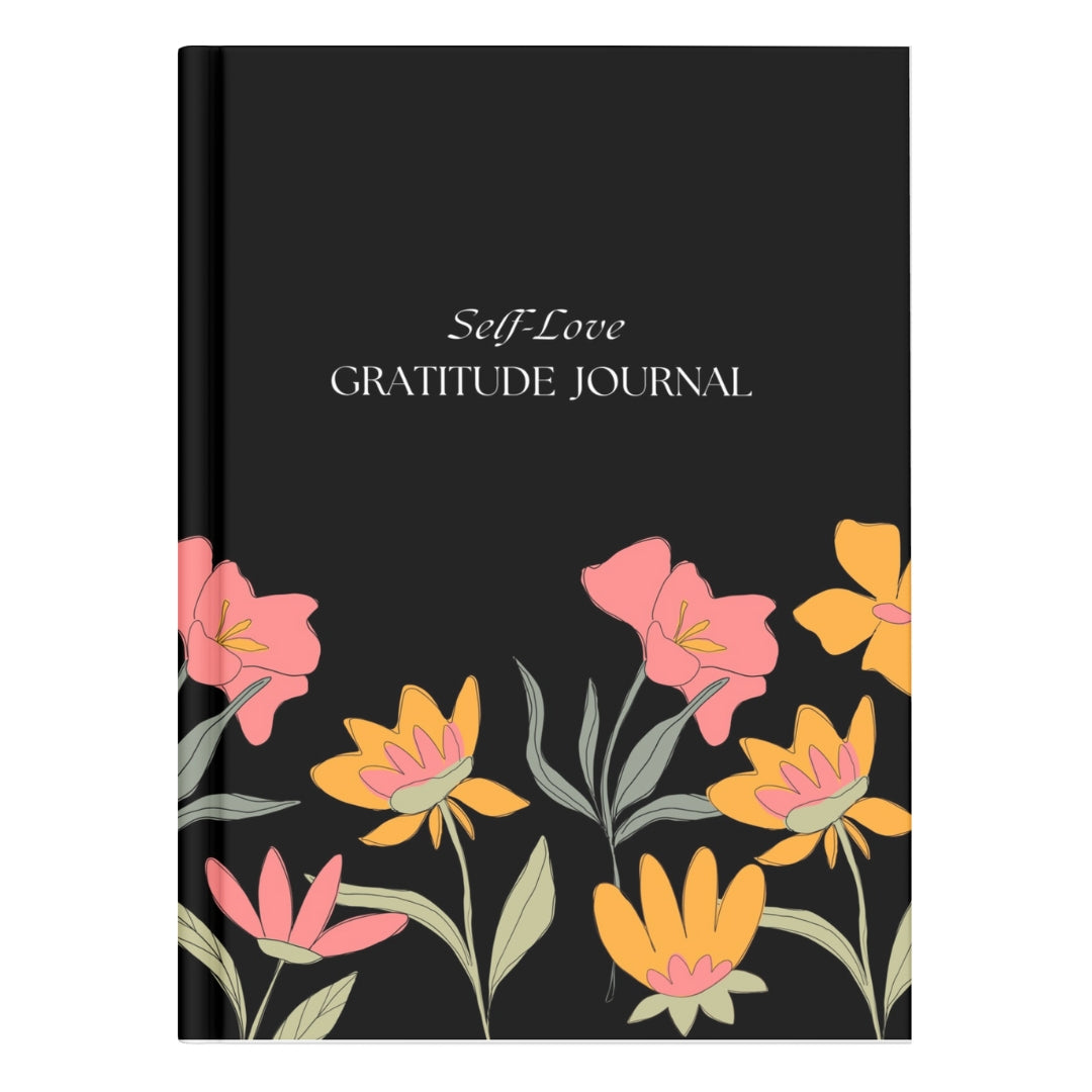 The SFS store Self-love Gratitude journal +2 Sticker sheet, +2 Bookmark, Pocket Notebook Dairy, Monthly & Weekly Layout 130 pages 100 GSM Productive & mindful planner (Black Blossom)