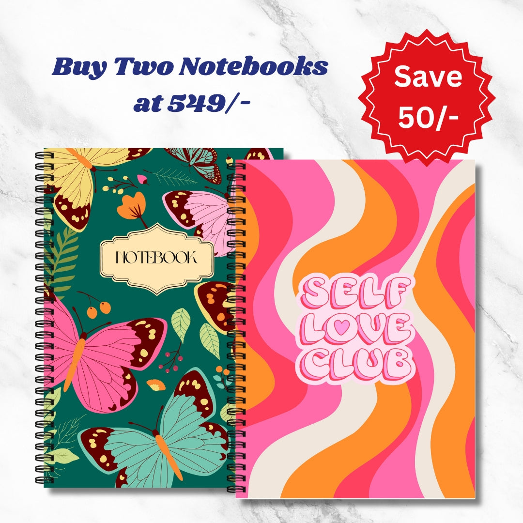 Self love club, Butterfly garden A5 Spiral Notebook PACK OF 2