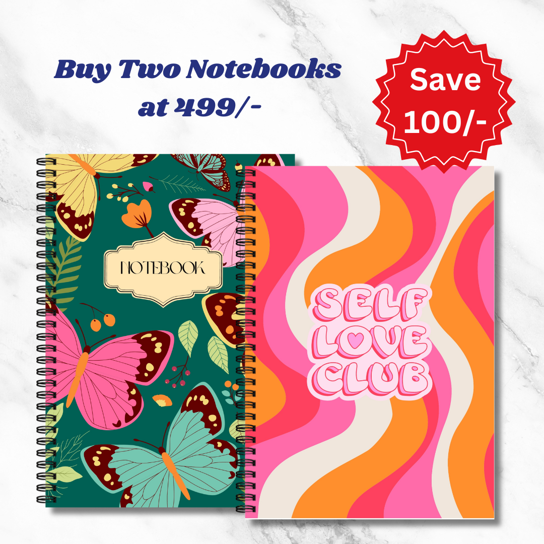 A5 Spiral Notebook PACK OF 2  Self love club, Butterfly garden