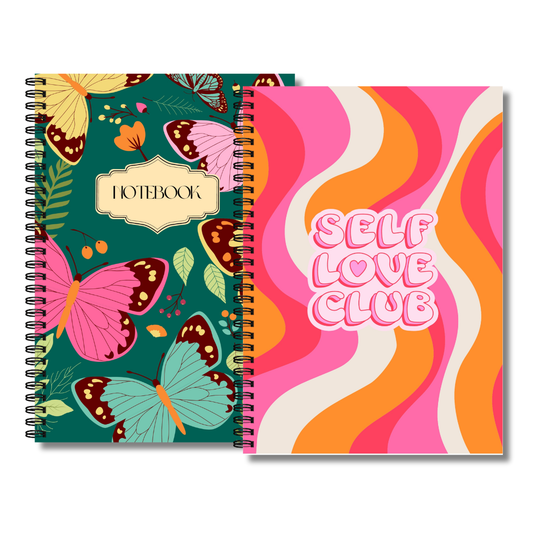 A5 Spiral Notebook PACK OF 2  Self love club, Butterfly garden