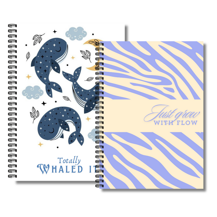 A5 Spiral Notebook PACK OF 2  Whaled it , Grow with flow