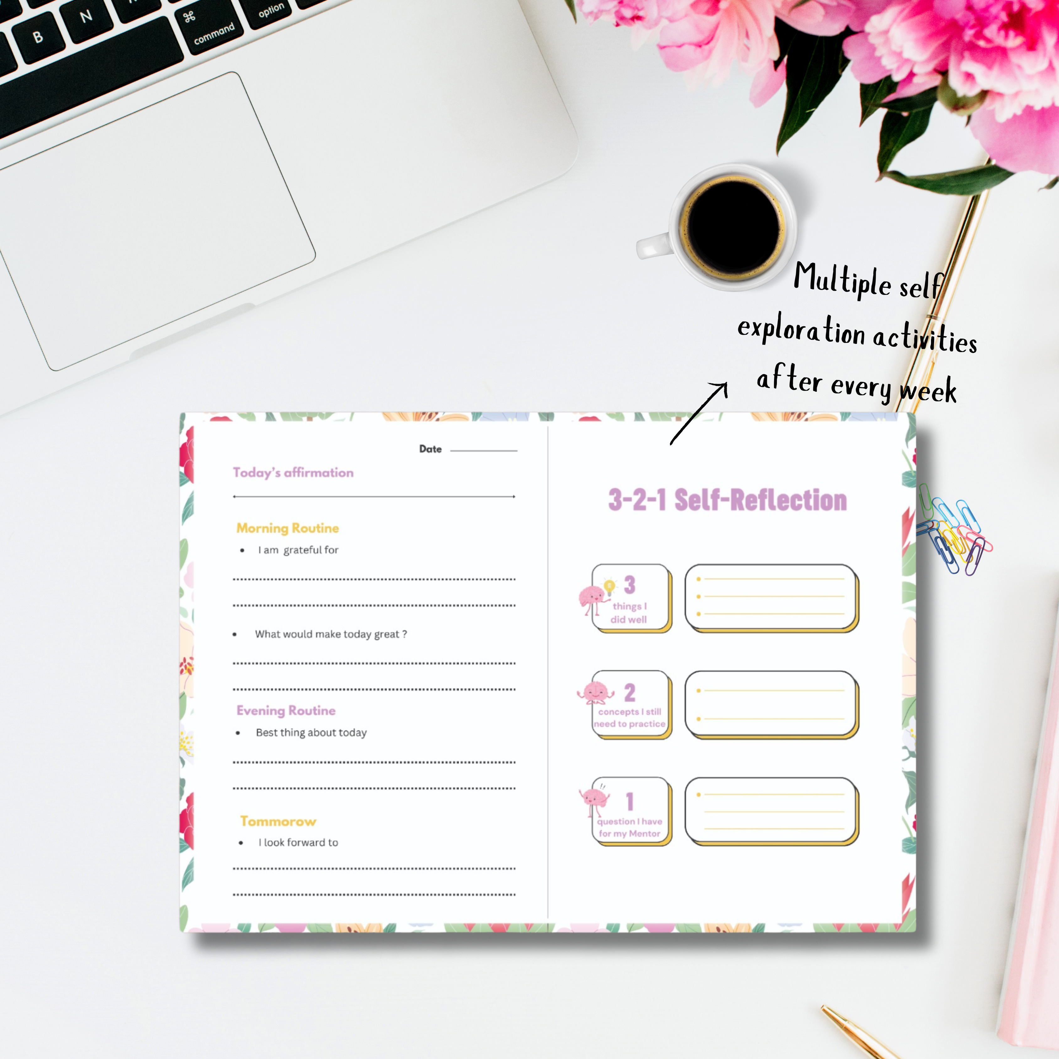 Floral Self-love Gratitude journal , Multiple freebies The SFS store