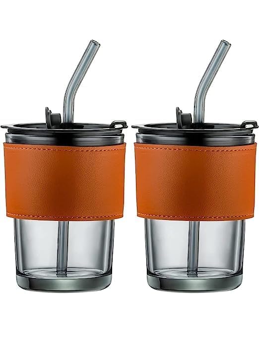 Black sipper with leather band Sipper 400 ml (set of 1 )