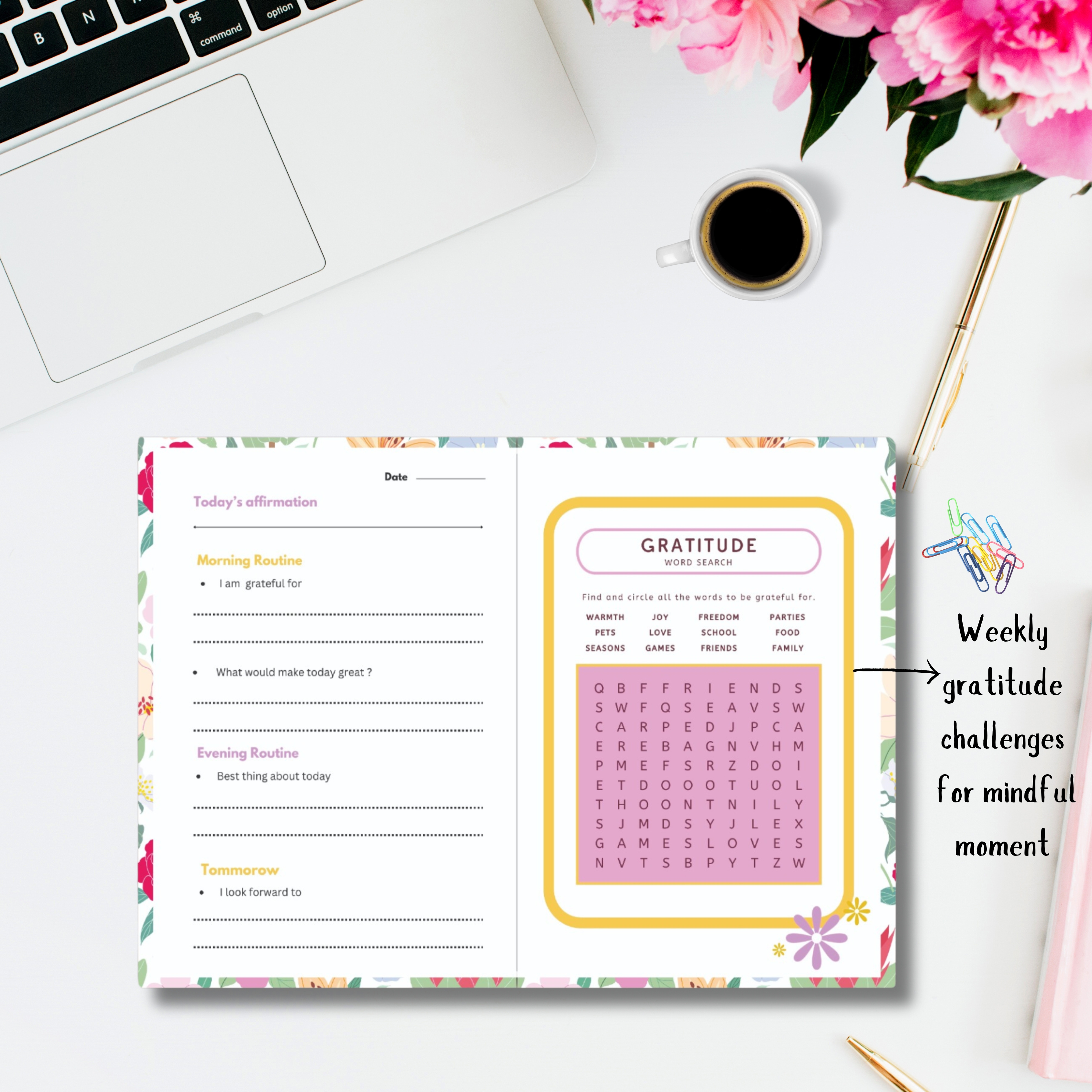 Floral Self-love Gratitude journal , Multiple freebies The SFS store