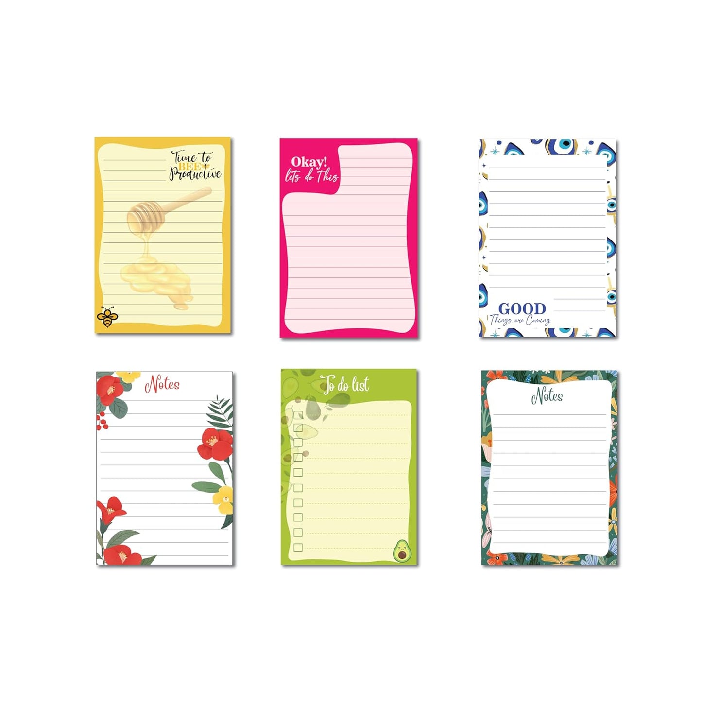 To Do List Memo Notepad | Daily Undated Planner, Bucket List, Appointments Pad | Organizer Planners for College Office Supplies- 70 Tear Off Sheets (100 GSM) - Pack Of 6