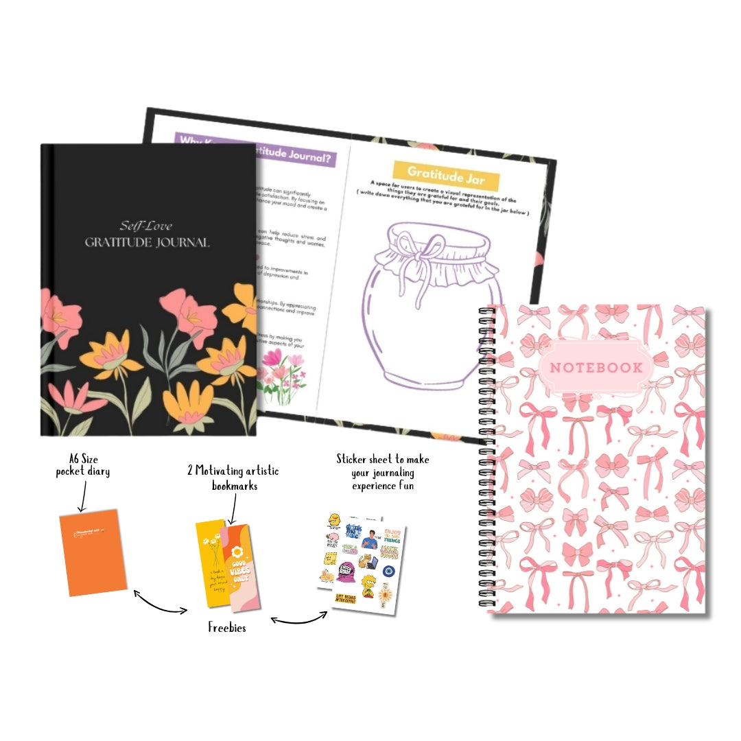 Black gratitude journal & Pookie Notebook