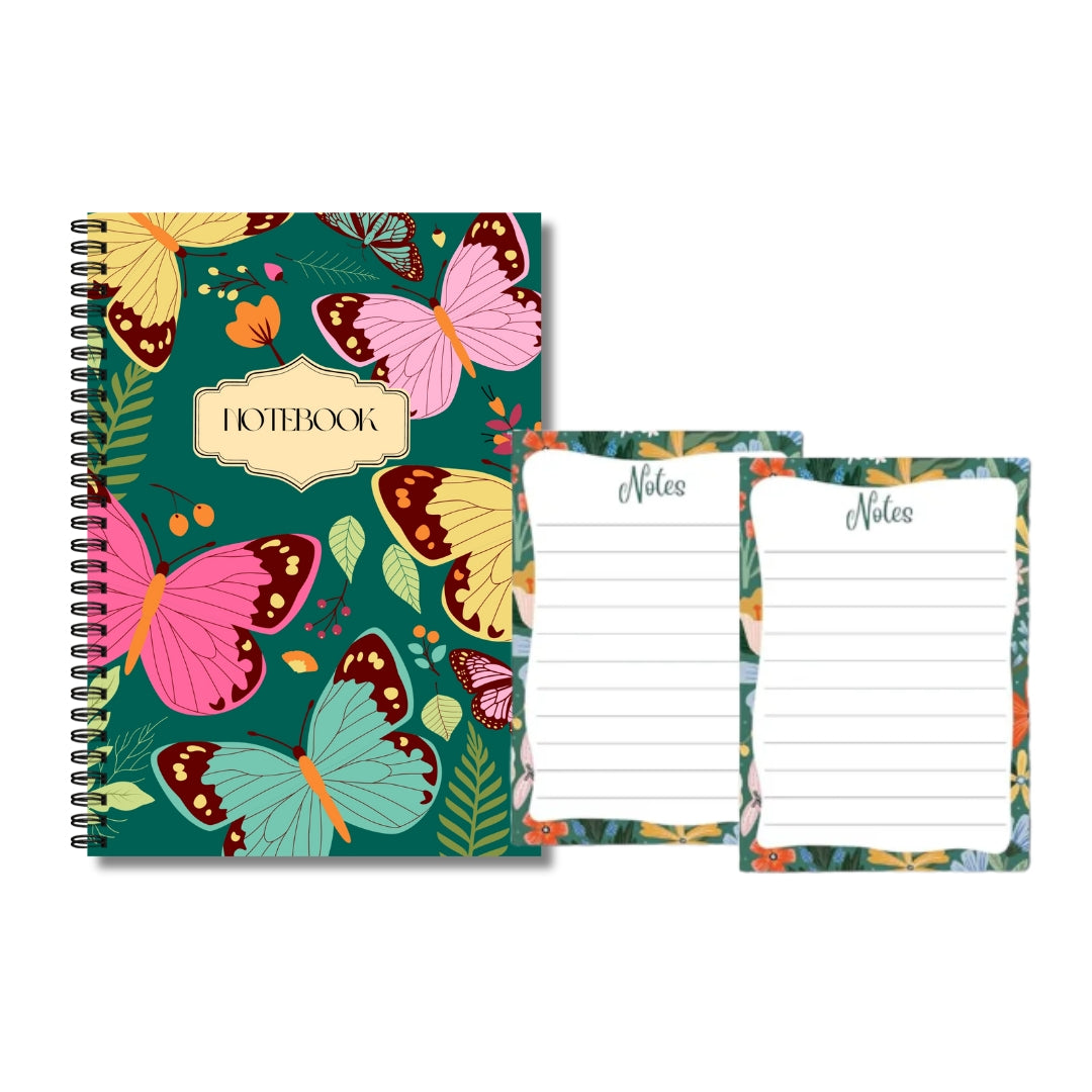 Butterfly garden Notebook & Green floral 2 Notepads