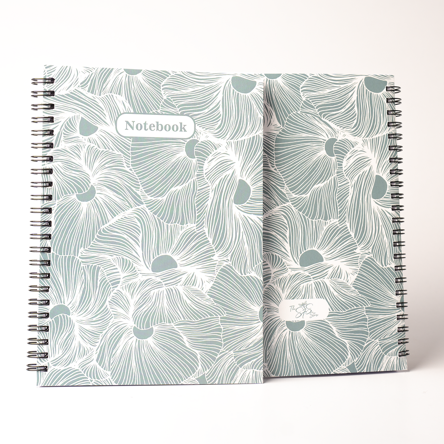 Spiral Notebook, A5 5.7 x 8.2 size, 200 pages College Ruled Notebook, Writing Journal (green floral)