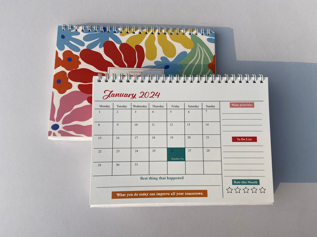 Calendar 2024 | Desk Calendar Home and Office table calendar | A5 size Spiral bound