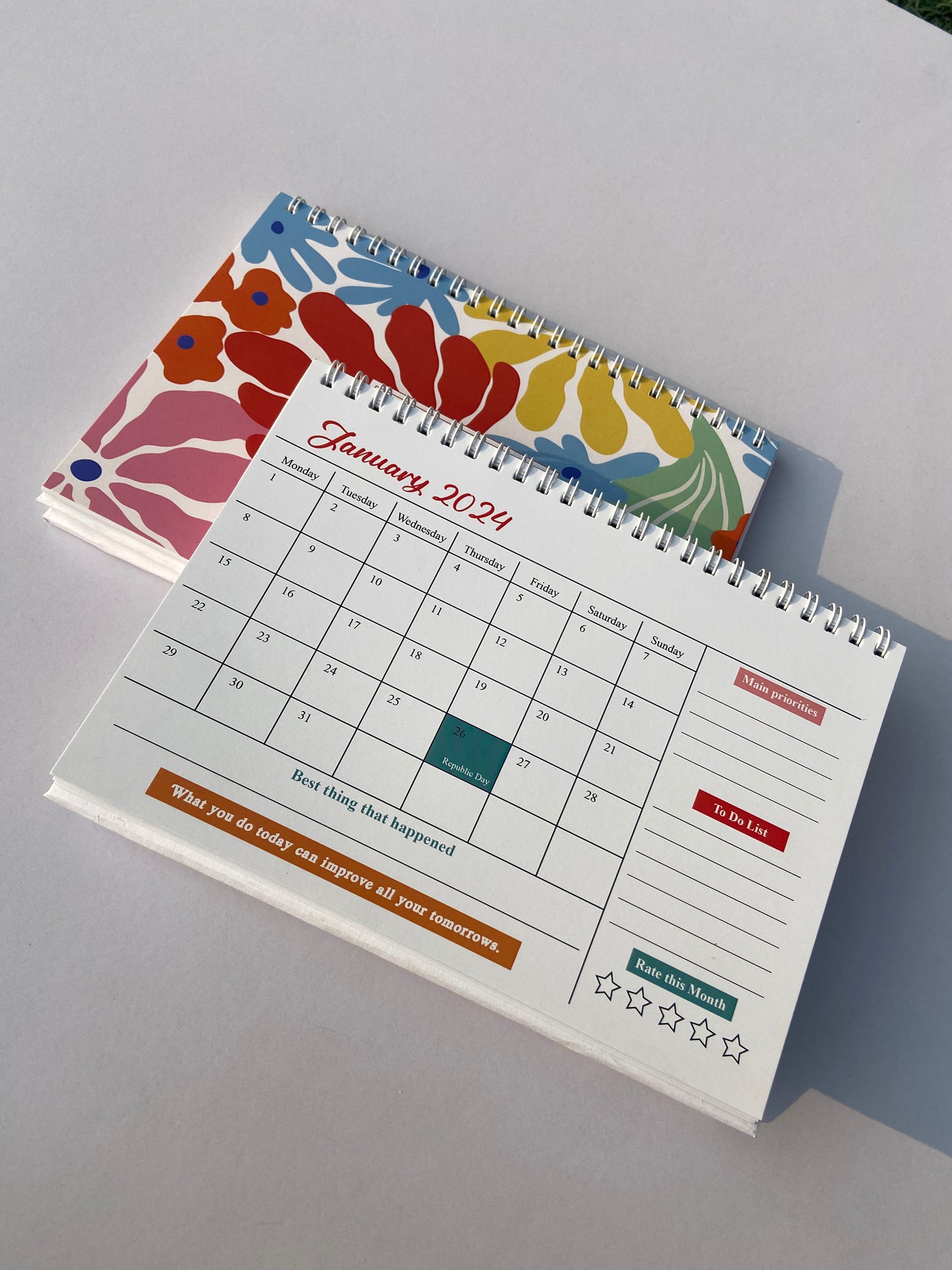 Calendar 2024 | Desk Calendar Home and Office table calendar | A5 size Spiral bound