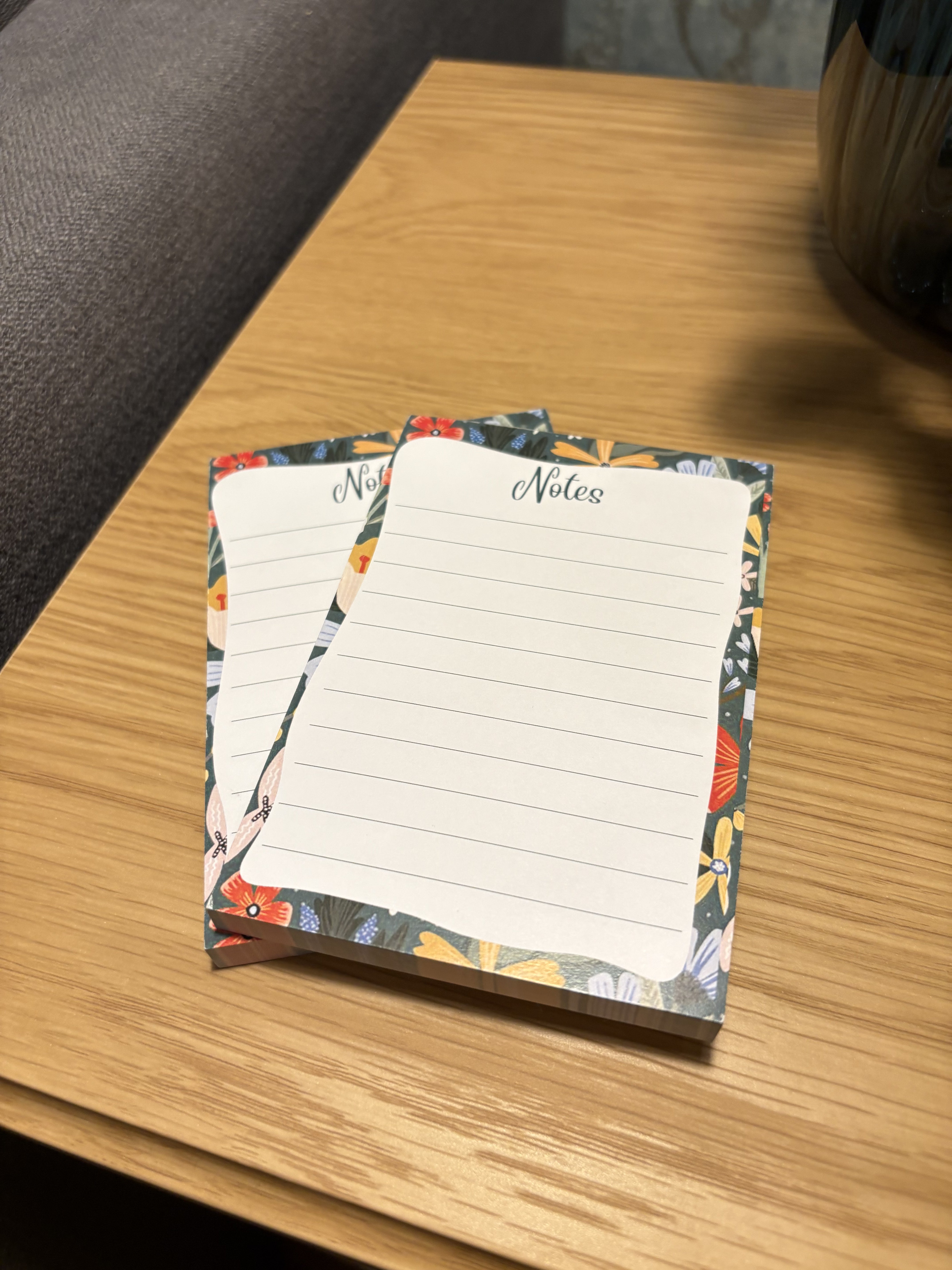 Green floral Memo Notepad Tear Off Sheets (Pack of 2)