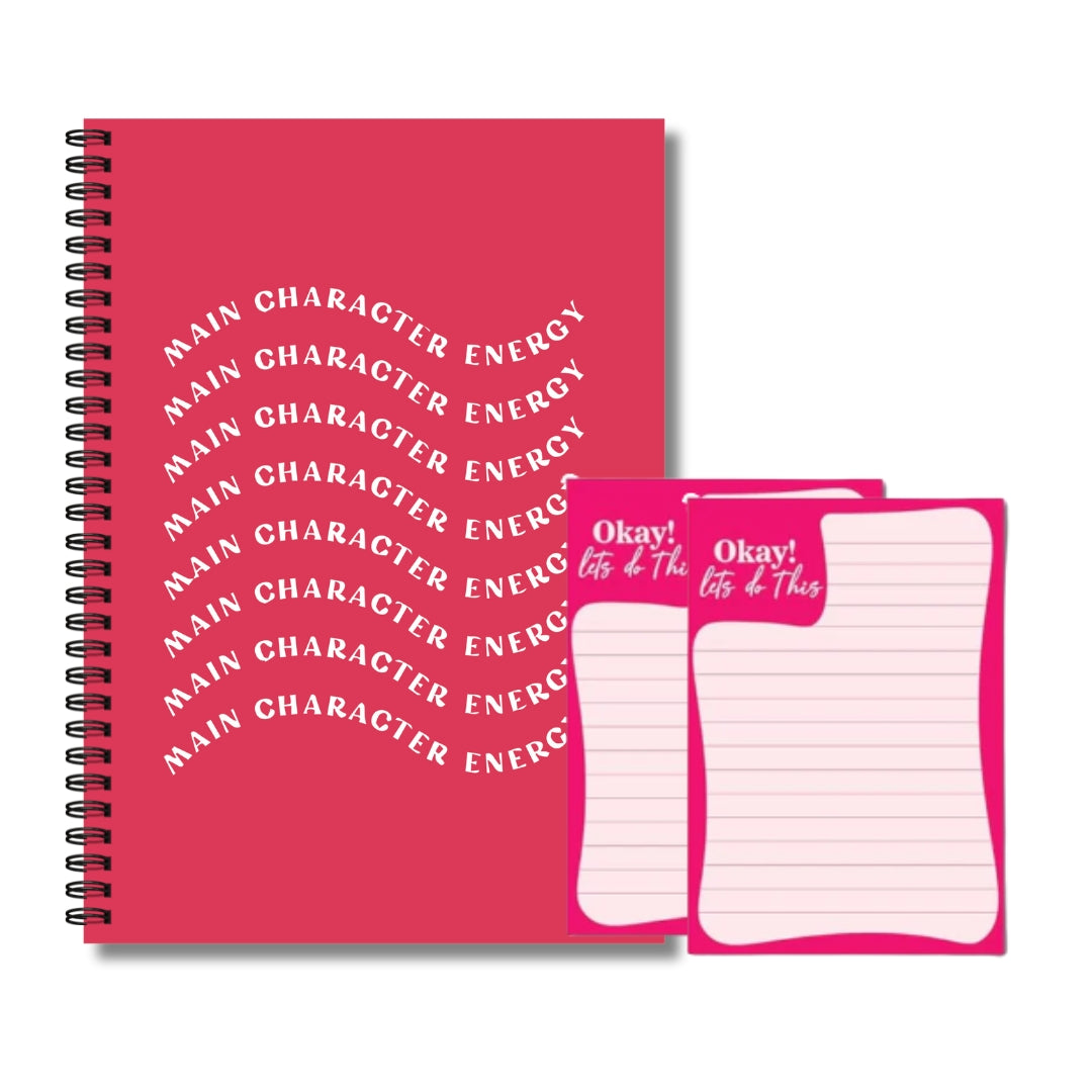 Main character Notebook & Pink 2 Notepads