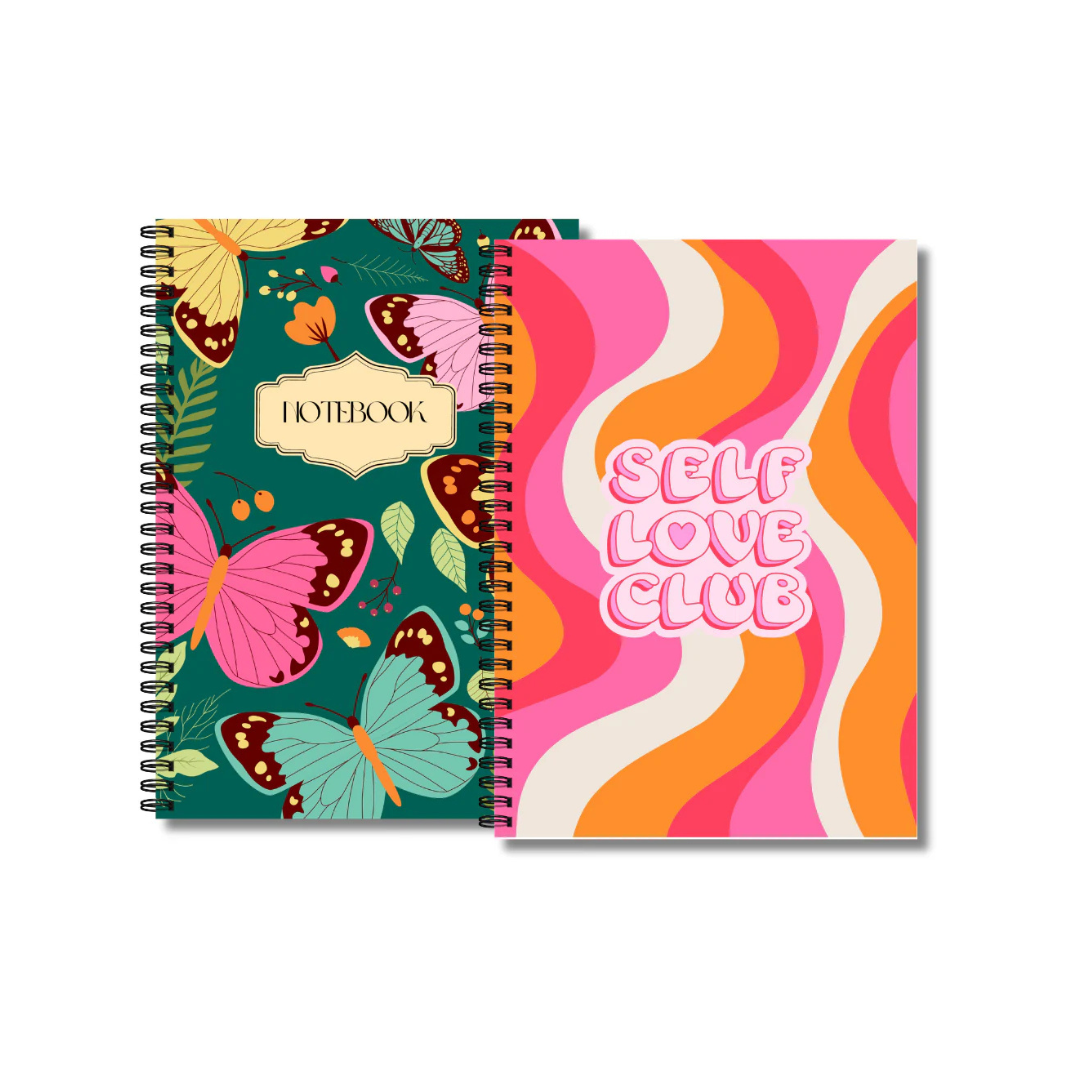 A5 Spiral Notebook PACK OF 2  Self love club, Butterfly garden