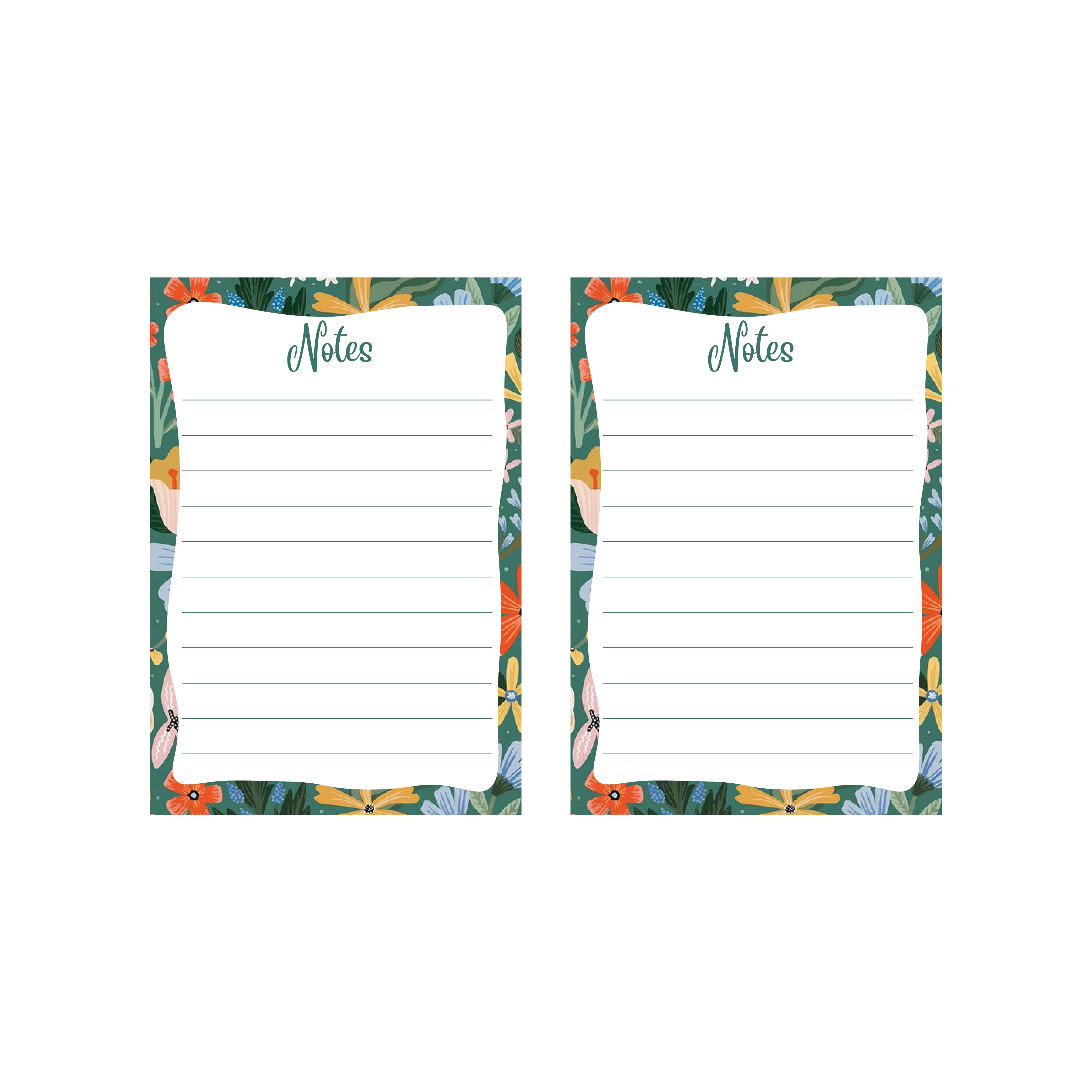 Green floral Memo Notepad Tear Off Sheets (Pack of 2)
