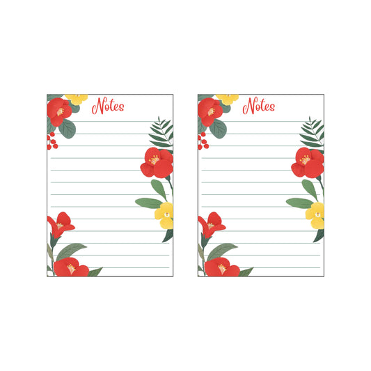 To Do List Memo Notepad Spiral bound - 100 Tear Off Sheets (Pack of 2) Red & yellow flower