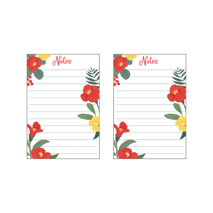 Memo Notepad Tear Off Sheets (Pack of 2) Red & yellow flower