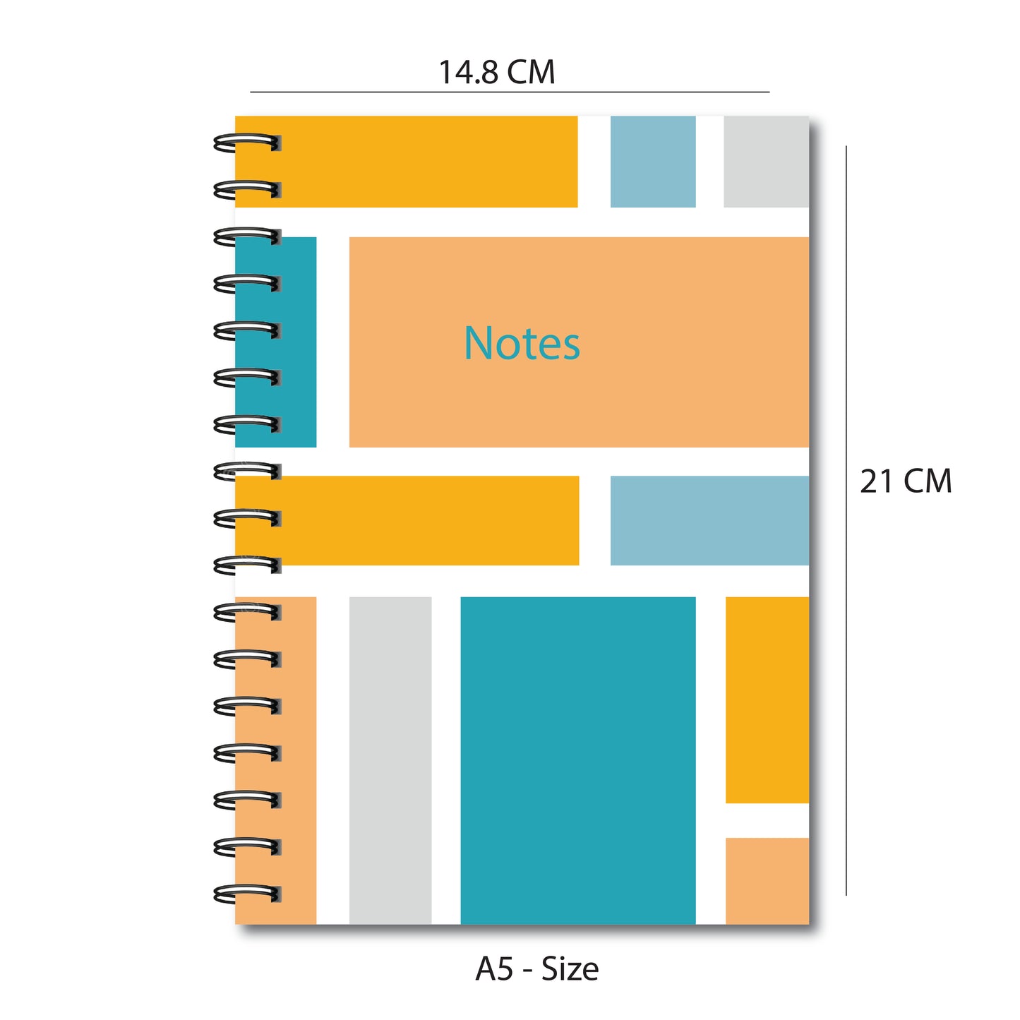 Spiral Notebook, A5 5.7 x 8.2 size, 200 pages College Ruled Notebook, Writing Journal (Geometric)