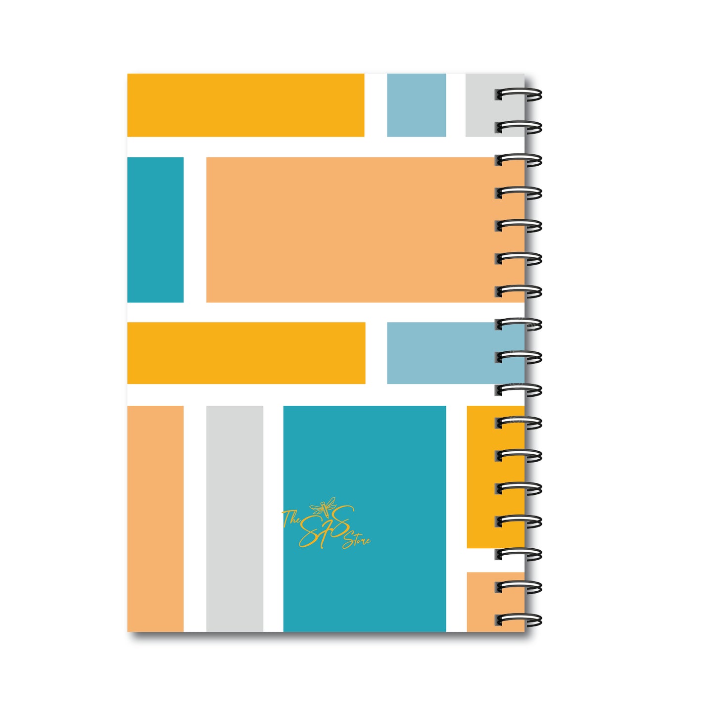 Spiral Notebook, A5 5.7 x 8.2 size, 200 pages College Ruled Notebook, Writing Journal (Geometric)