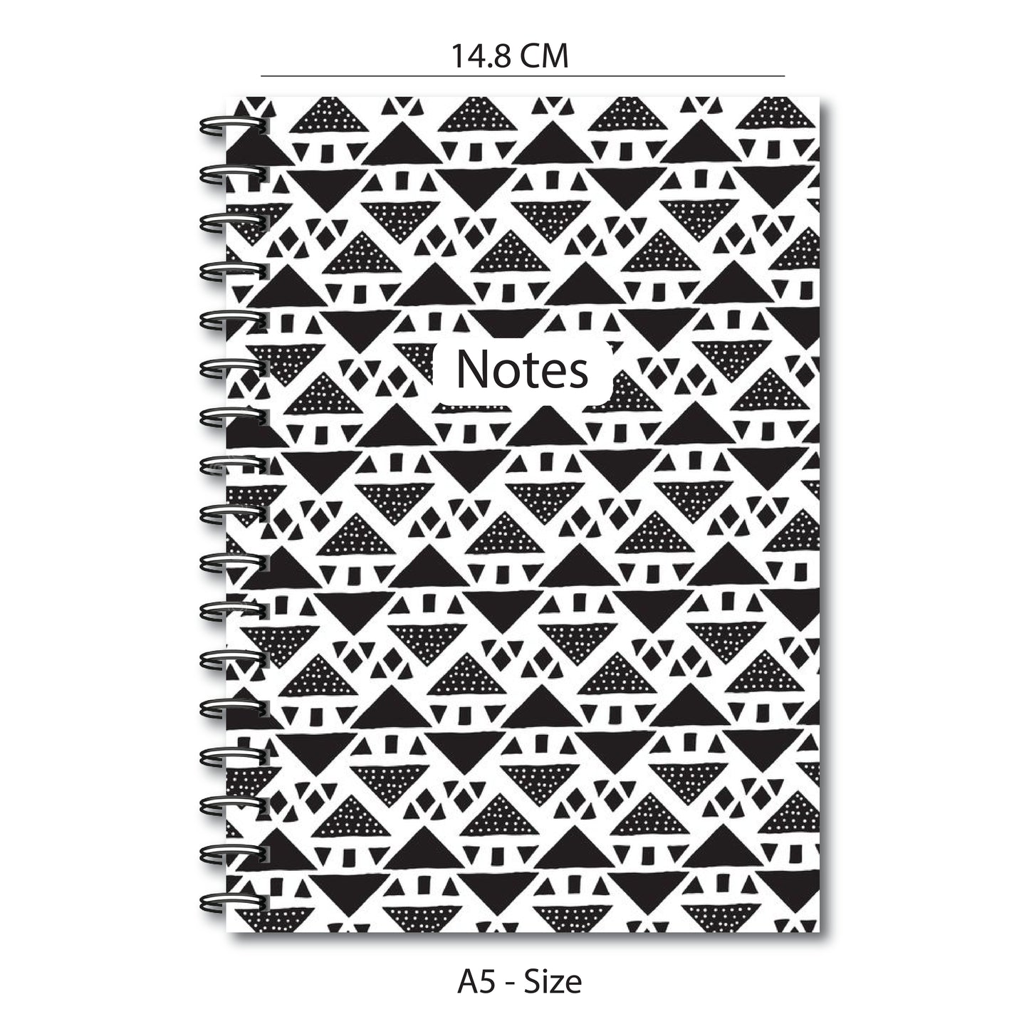 Spiral Notebook, A5 5.7 x 8.2 size, 200 pages College Ruled Notebook, Writing Journal (Black and White)