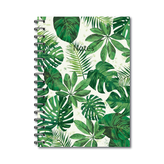 Spiral Notebook, A5 5.7 x 8.2 size, 200 pages College Ruled Notebook, Writing Journal (Tropical Green)