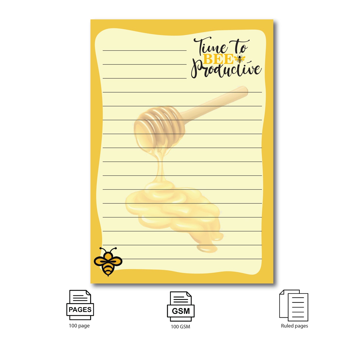 To Do List Memo Notepad Spiral bound - 100 Tear Off Sheets (Pack of 2) Honey Bee