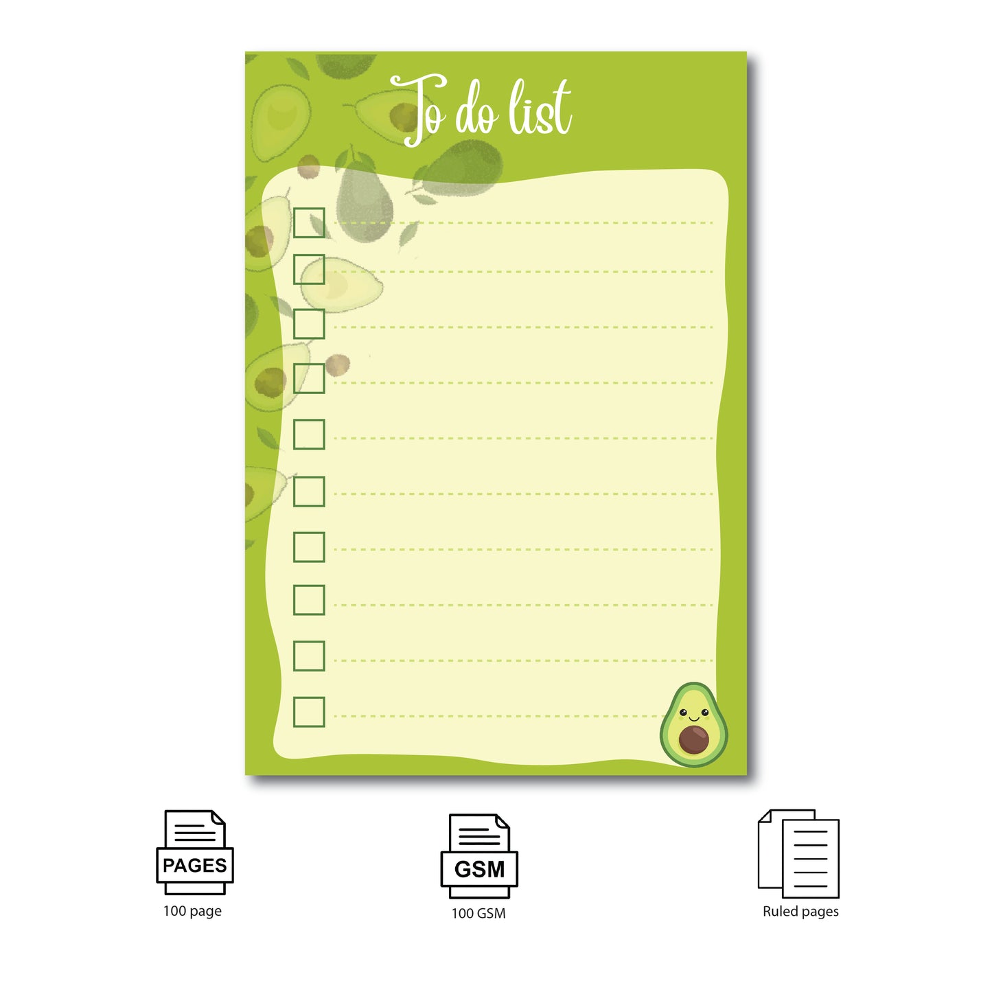 To Do List Memo Notepad Spiral bound - 100 Tear Off Sheets (Pack of 2) Avocado