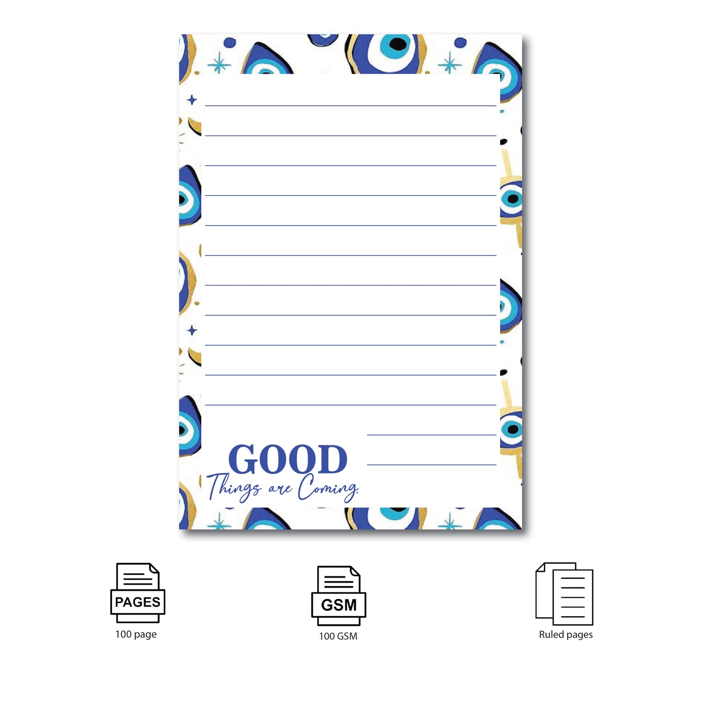 To Do List Memo Notepad Spiral bound - 100 Tear Off Sheets (Pack of 2) Evil Eye