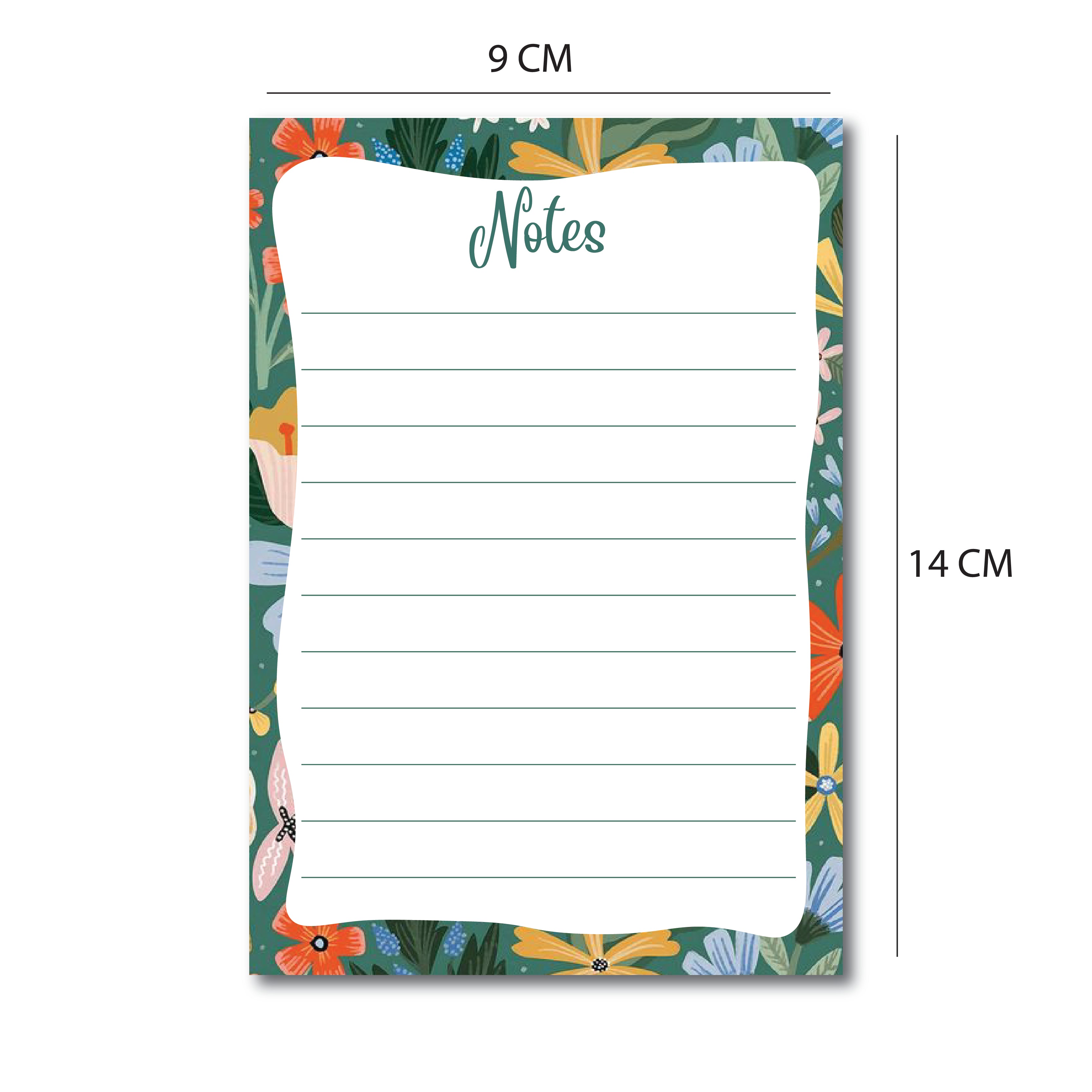 Green floral Memo Notepad Tear Off Sheets (Pack of 2)