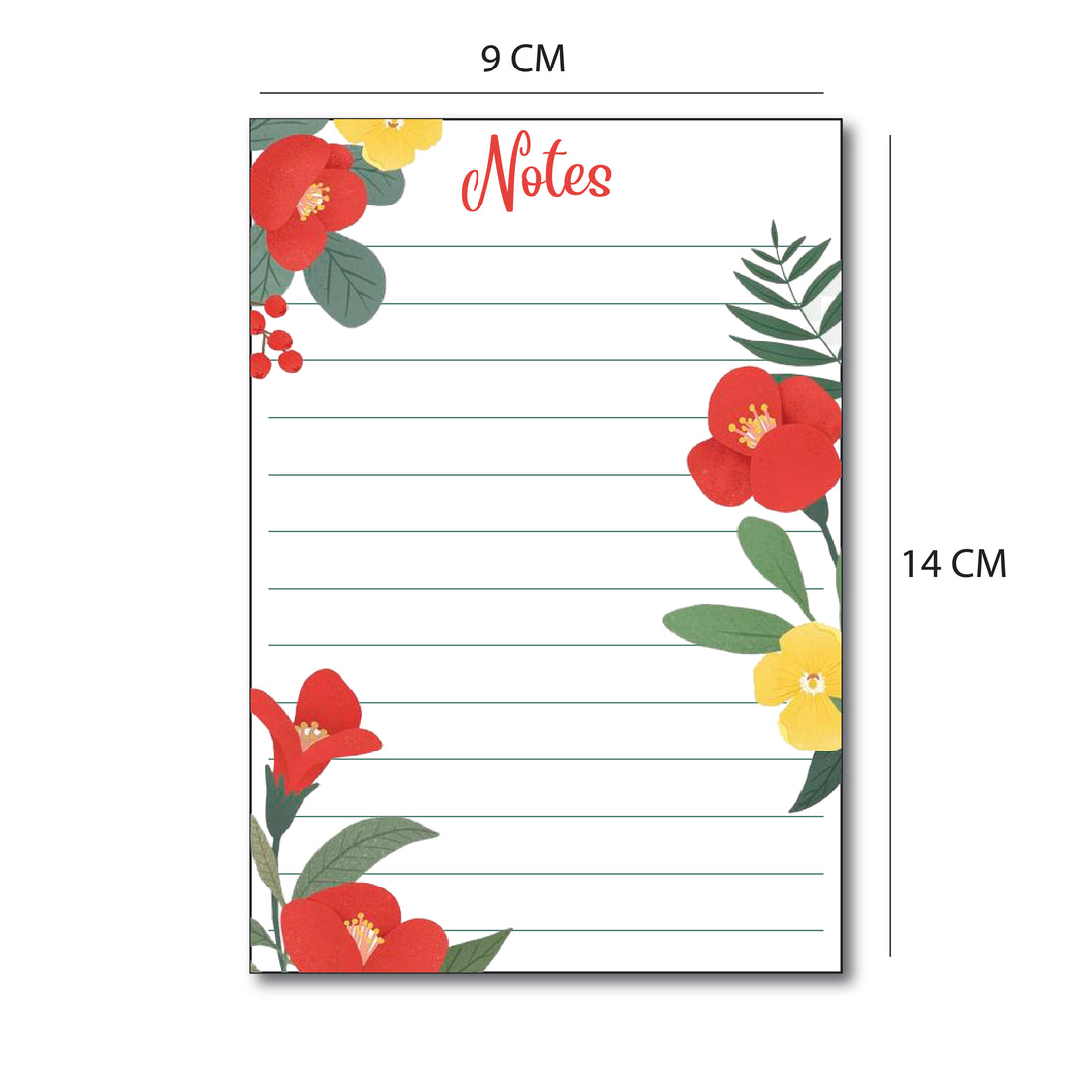 Memo Notepad Tear Off Sheets (Pack of 2) Red & yellow flower